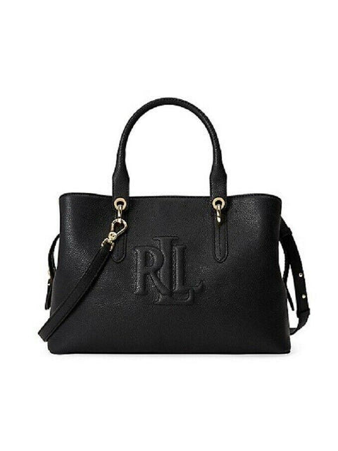 $295 New Lauren Ralph Lauren Women's Medium Leather Satchel Shoulder Bag Black