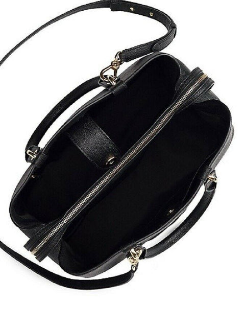 $295 New Lauren Ralph Lauren Women's Medium Leather Satchel Shoulder Bag Black