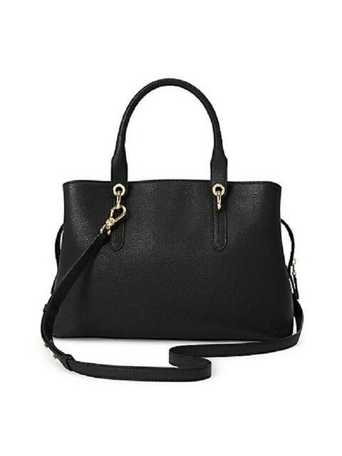 $295 New Lauren Ralph Lauren Women's Medium Leather Satchel Shoulder Bag Black