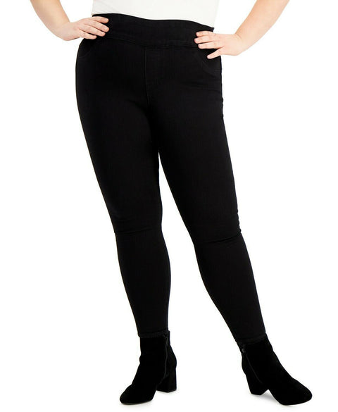 Style & Co. Women Black Pull On Mid Rise Jeggings Jeans Stretch Black Plus 16 W