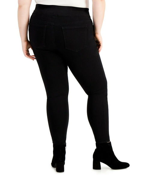 Style & Co. Women Black Pull On Mid Rise Jeggings Jeans Stretch Black Plus 16 W