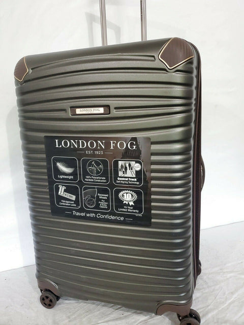 LONDON FOG Oxford II Hard Expandable Spinner Luggage Green Olive 29" TSA