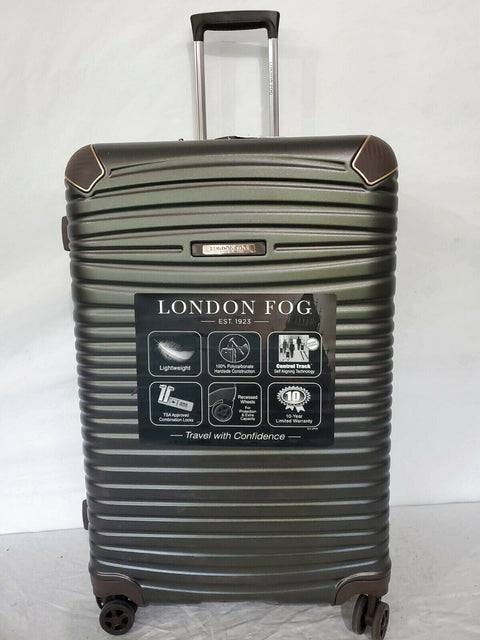 LONDON FOG Oxford II Hard Expandable Spinner Luggage Green Olive 29" TSA