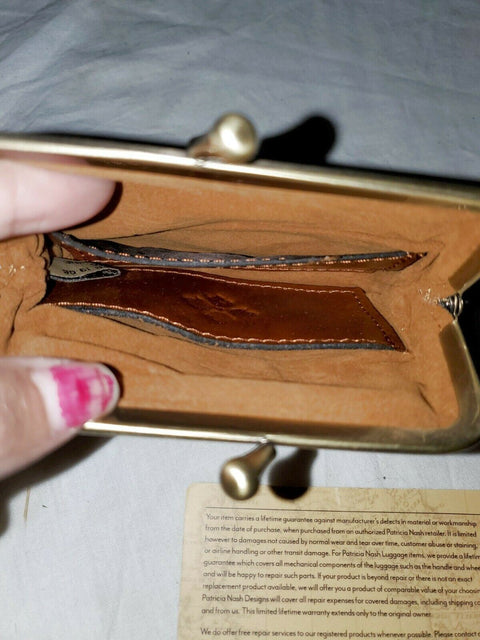 New Patricia Nash Women's French Tapestry Large Leather Coin Purse Floral