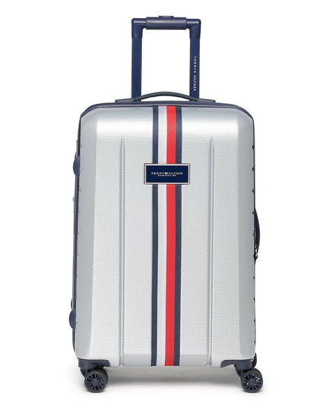 $450 New Tommy Hilfiger Riverdale 26" Hard Upright Check In Luggage Silver
