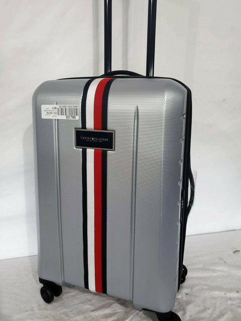$450 New Tommy Hilfiger Riverdale 26" Hard Upright Check In Luggage Silver