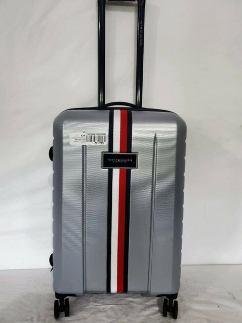 $450 New Tommy Hilfiger Riverdale 26" Hard Upright Check In Luggage Silver