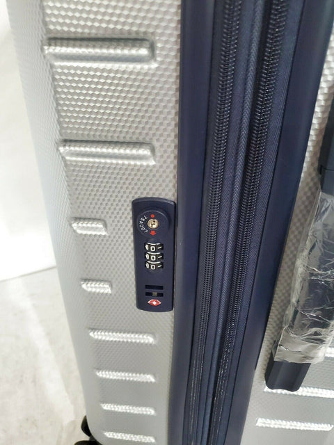 $450 New Tommy Hilfiger Riverdale 26" Hard Upright Check In Luggage Silver