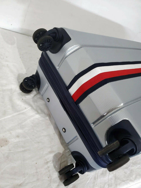 $450 New Tommy Hilfiger Riverdale 26" Hard Upright Check In Luggage Silver