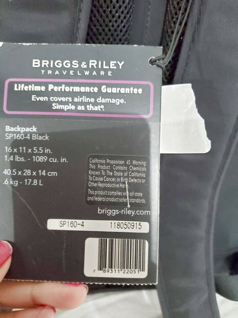 $299 New Briggs & Riley Women's Sympatico Backpack Shoulder Bag Black