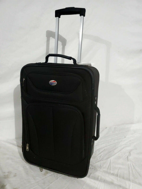 $240 American Tourister Soft-side Luggage Black Travel Bag Size 20" Carry On