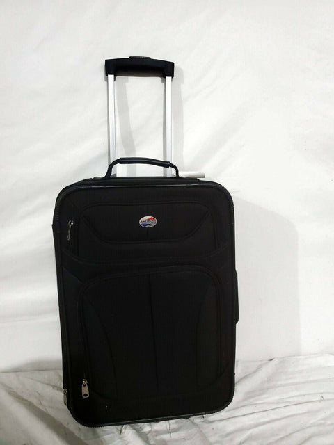 $240 American Tourister Soft-side Luggage Black Travel Bag Size 20" Carry On