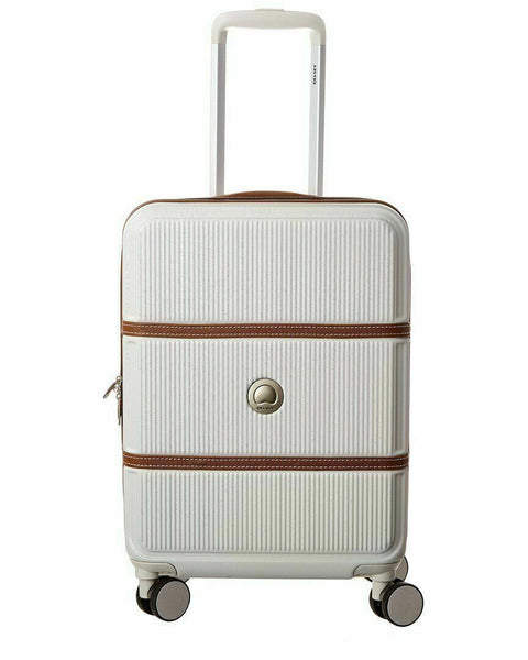 $500 Delsey Rendez-Vous 22" Expandable Carry-On Luggage Suitcase White Hardcase