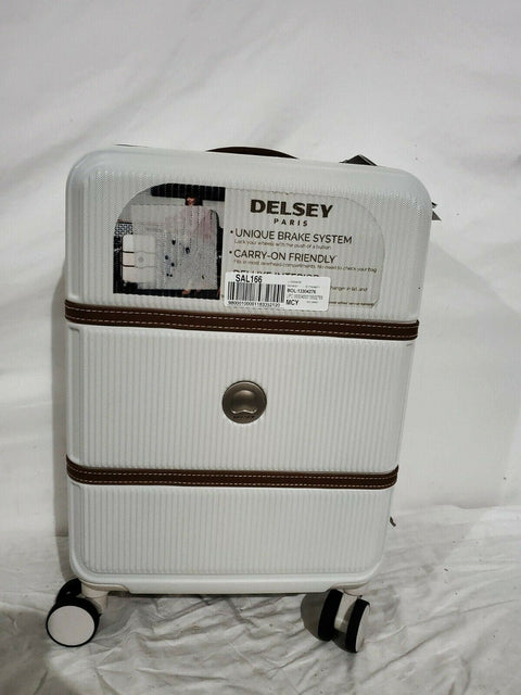 $500 Delsey Rendez-Vous 22" Expandable Carry-On Luggage Suitcase White Hardcase