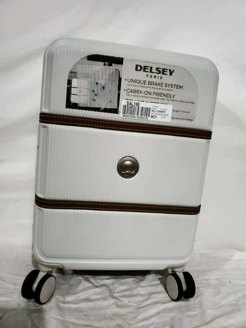 $500 Delsey Rendez-Vous 22" Expandable Carry-On Luggage Suitcase White Hardcase