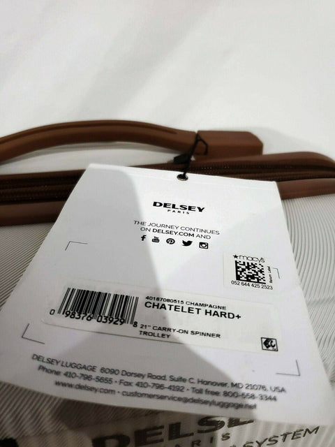 $500 Delsey Rendez-Vous 22" Expandable Carry-On Luggage Suitcase White Hardcase