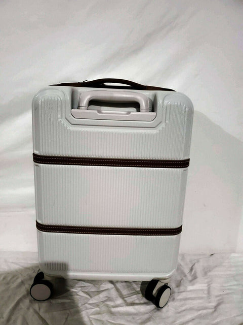 $500 Delsey Rendez-Vous 22" Expandable Carry-On Luggage Suitcase White Hardcase