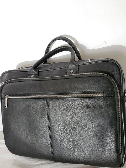 $300 Samsonite Leather Checkpoint Friendly Case Business Laptop Bag Black