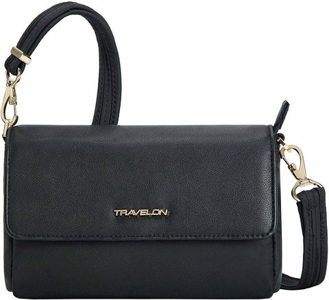 $120 New Travelon Anti-Theft Addison Convertible Crossbody Belt Bag Black