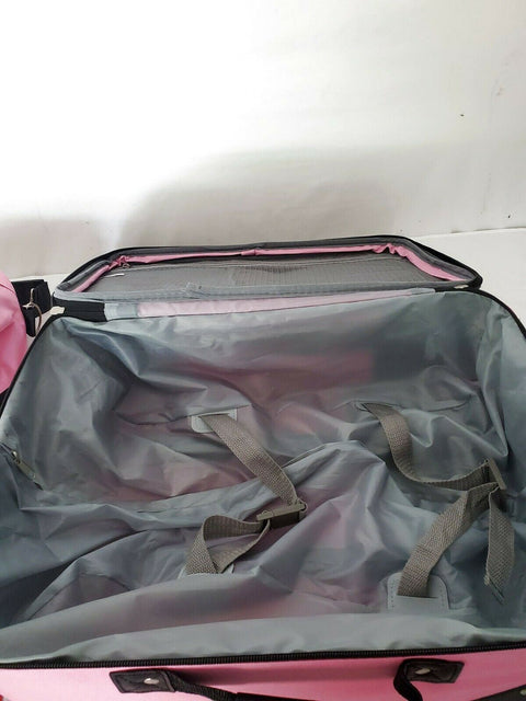 $240 New Rockland 2 Piece Carry On Luggage Set Rolling Suitcase Pink Two Wheeled