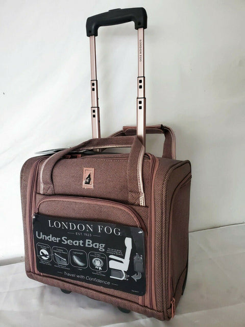 $360 LONDON FOG NEWCASTLE 15" CARRY ON UNDER SEAT BAG HERRINGBONE