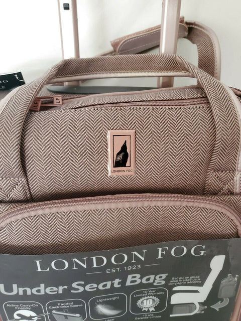 $360 LONDON FOG NEWCASTLE 15" CARRY ON UNDER SEAT BAG HERRINGBONE