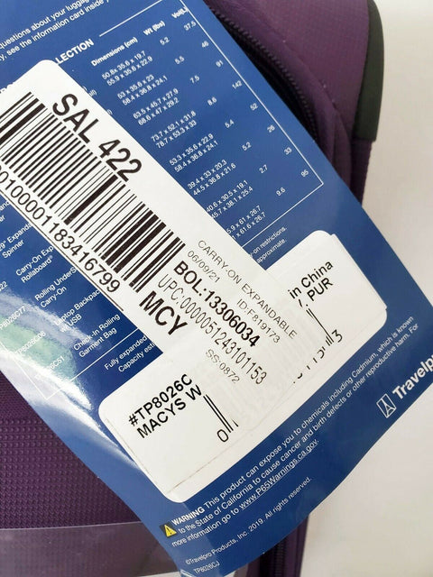 $360 TRAVELPRO WALKABOUT 5 21" TWO WHEEL SUITCASE LUGGAGE CARRY ON PURPLE