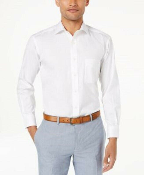 Club Room Men Dress Shirt White Long Sleeve Button Dress Shirt Size 18 34/35 2XL