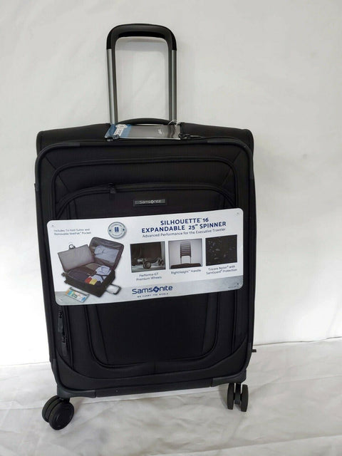 $580 Samsonite Silhouette 16  25" Soft Expandable Spinner Suitcase Luggage Black