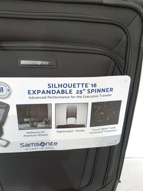 $580 Samsonite Silhouette 16  25" Soft Expandable Spinner Suitcase Luggage Black
