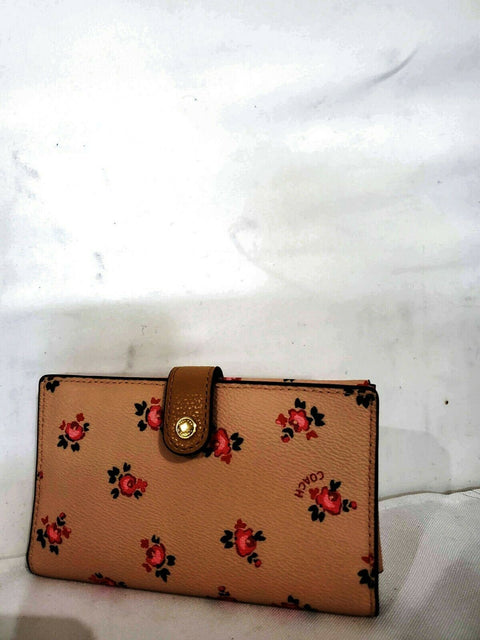 $150 New COACH Women's Leather Wallet Floral Pink
