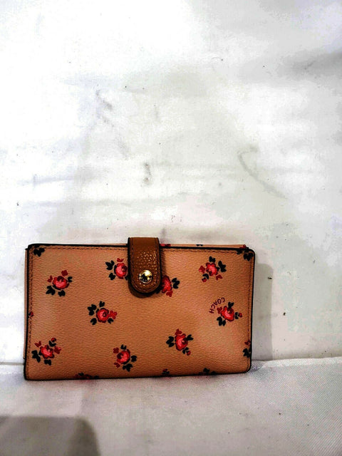 $150 New COACH Women's Leather Wallet Floral Pink