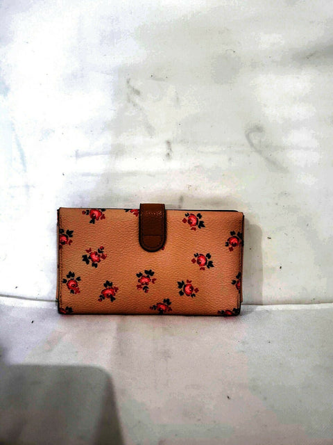 $150 New COACH Women's Leather Wallet Floral Pink