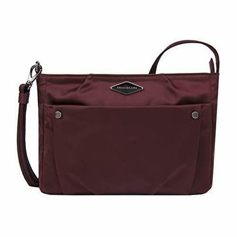 $120 New Travelon Anti-Theft Parkview Small Crossbody Bag Wine Purple