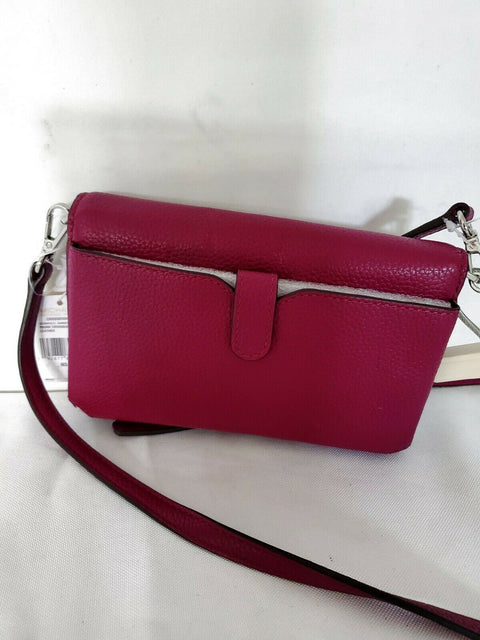 $198 Michael Kors Women's Mott Pebble Leather Phone Crossbody Wallet Red
