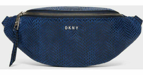 $198 New DKNY Women's Blue Sally Belt Bag Leather