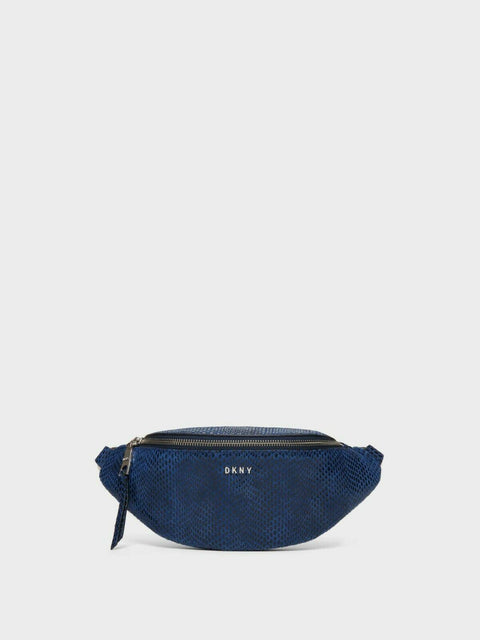 $198 New DKNY Women's Blue Sally Belt Bag Leather