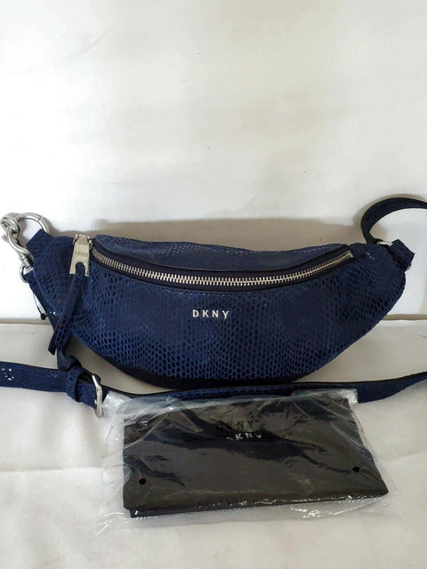 $198 New DKNY Women's Blue Sally Belt Bag Leather