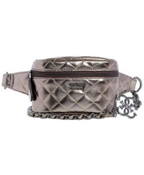 $128 New Guess Miriam Belt Bag Silver Gray