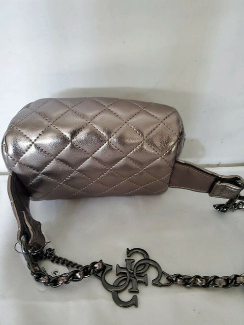 $128 New Guess Miriam Belt Bag Silver Gray