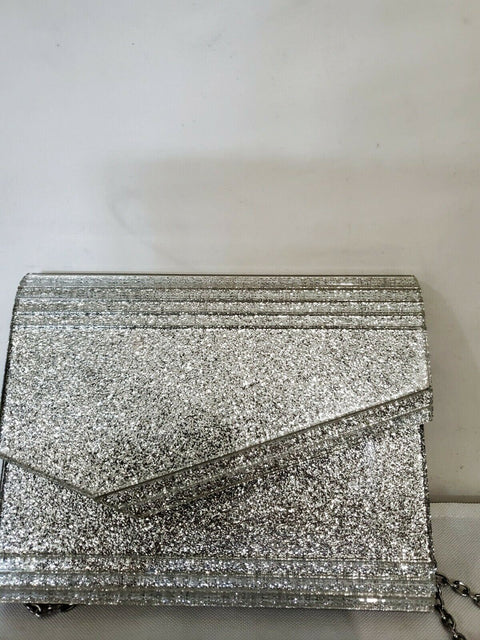 $99 INC International Concepts Women's Maria Envelope Glitter Clutch Silver