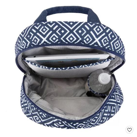 $190 New Travelon 13" RFID Anti-Theft BOHO Backpack Blue Print