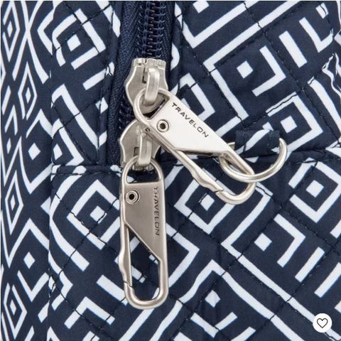 $190 New Travelon 13" RFID Anti-Theft BOHO Backpack Blue Print