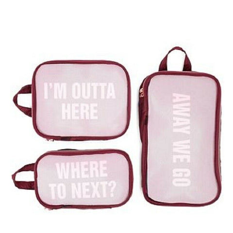 New Miamica Burgundy Upgrade Me! "Away We Go" Packing Cubes Set Red
