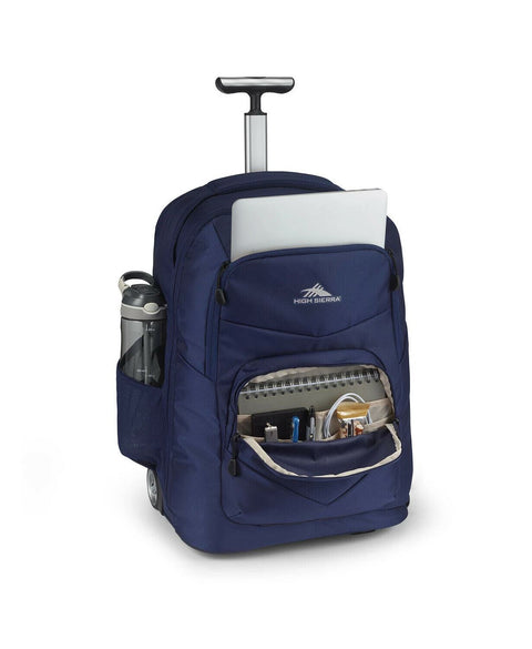 $180 New High Sierra Freewheel Pro Wheeled Backpack Blue Carry On