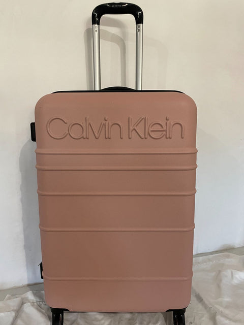 $425 Calvin Klein Fillmore 25" Hard Case Luggage Pink Spinner Medium Check In
