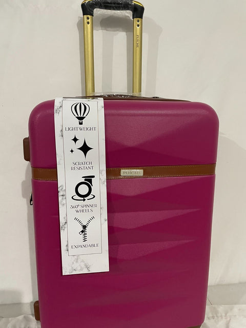 $400 Puiche Jewel Expandable Spinner Luggage 24" Hot Pink Suitcase Check In Size