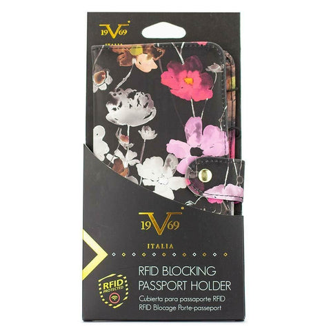 New 19V69 ITALIA RFID Blocking Passport Holder Case Floral Multi