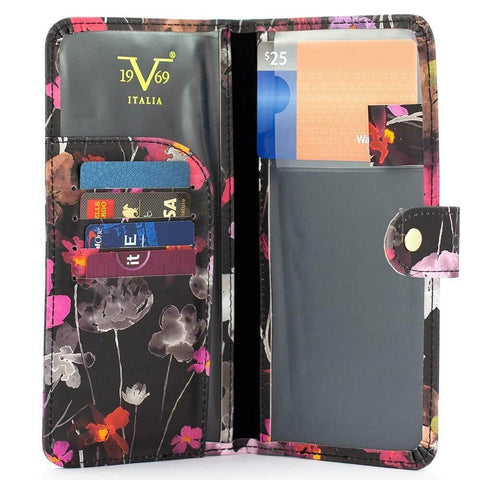 New 19V69 ITALIA RFID Blocking Passport Holder Case Floral Multi