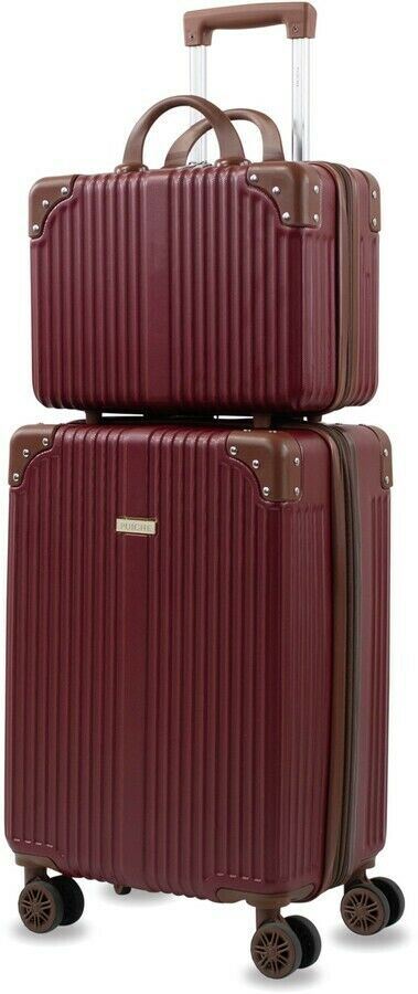 $400 Puiche Tresor Carry-on Vanity Trunk Luggage Set 2 Piece Suitcase Burgundy